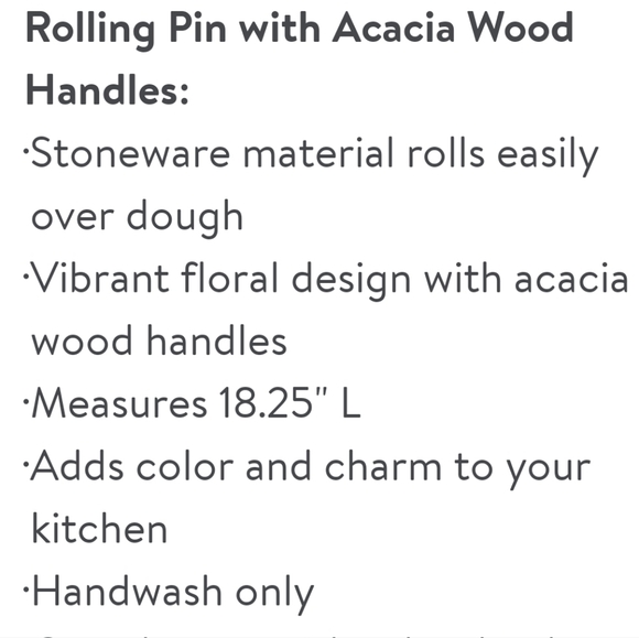 ❤️ New Pioneer Woman Sweet Romance Blossoms  Rolling Pin - Picture 4 of 4